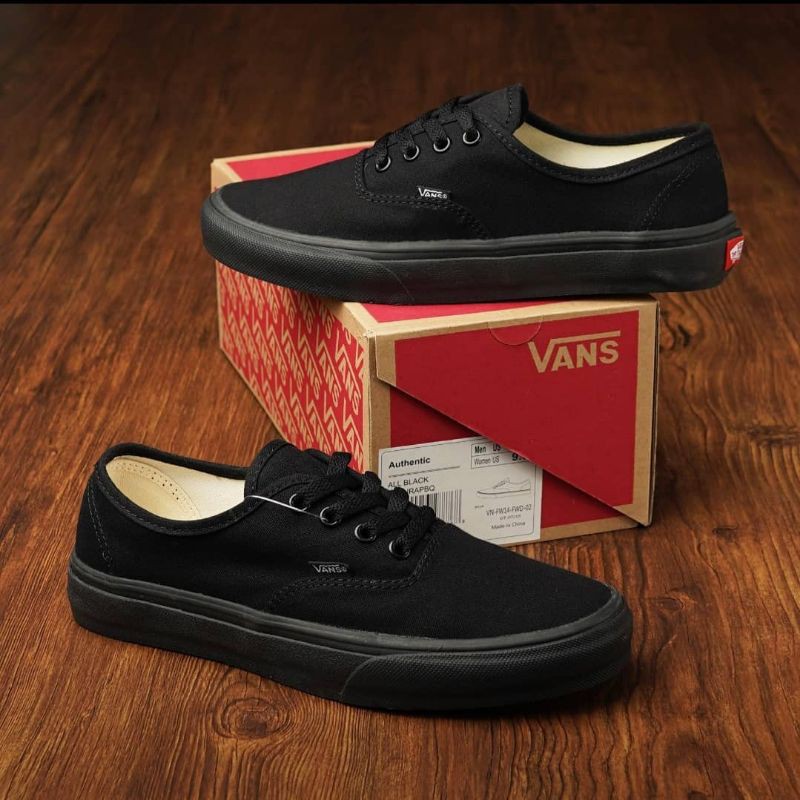 Jual vans authentic all black best sale