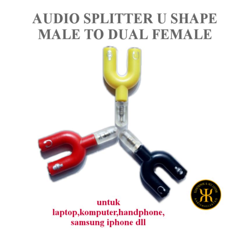 Jual Audio Splitter U Shape Male To Dual Female Shopee Indonesia