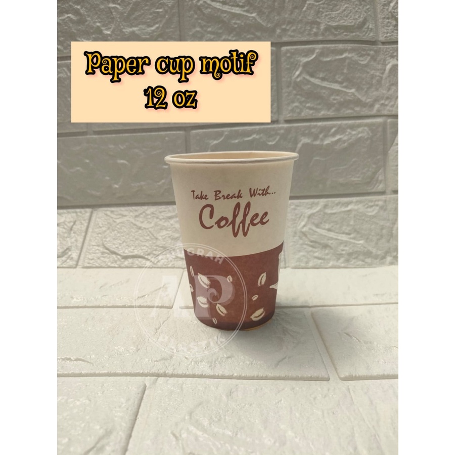 Jual Paper cup putih polos / motif 12 oz | Shopee Indonesia