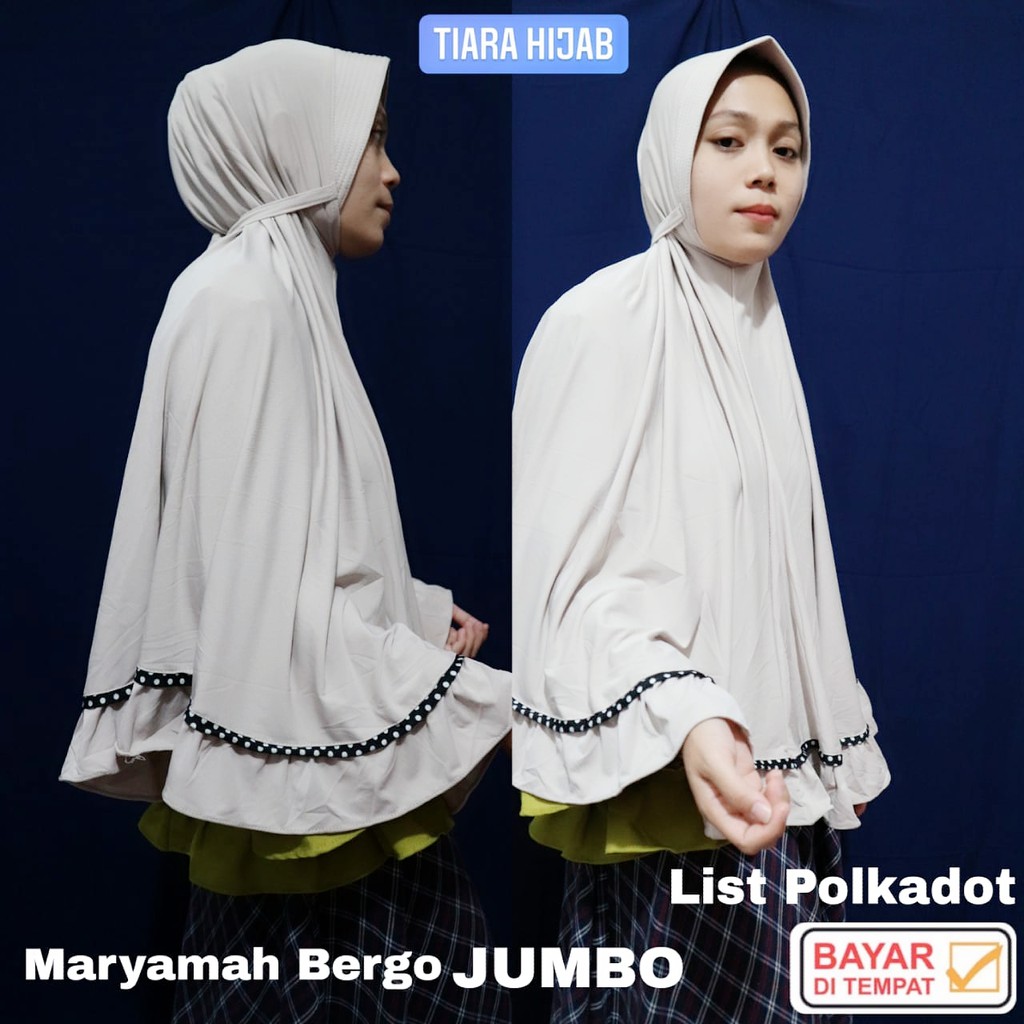 Jual Hijab Terbaru Khimar Bergo Maryamah Lis Polkadot Rumbe Bawah ...