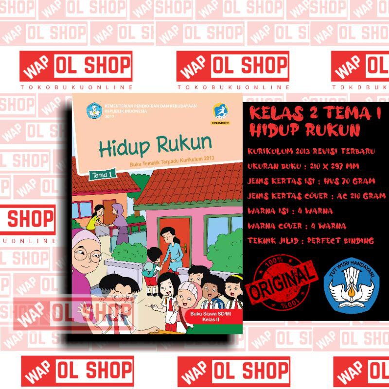 Jual Buku Tematik SD Kelas 2 SD Tema 1 "HIDUP RUKUN" Kurikulum 2013 ...