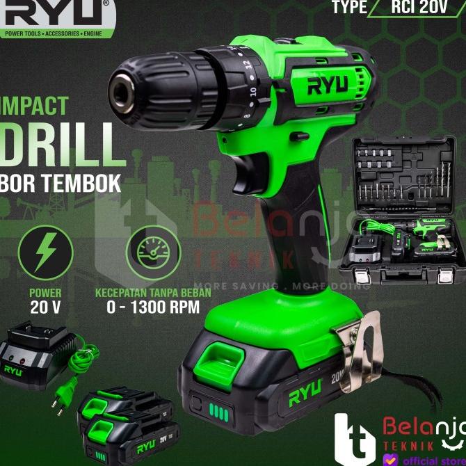 Jual Ryu Bor Tembok Baterai Cordless RCI 20V Impact Drill Set 20 V ...