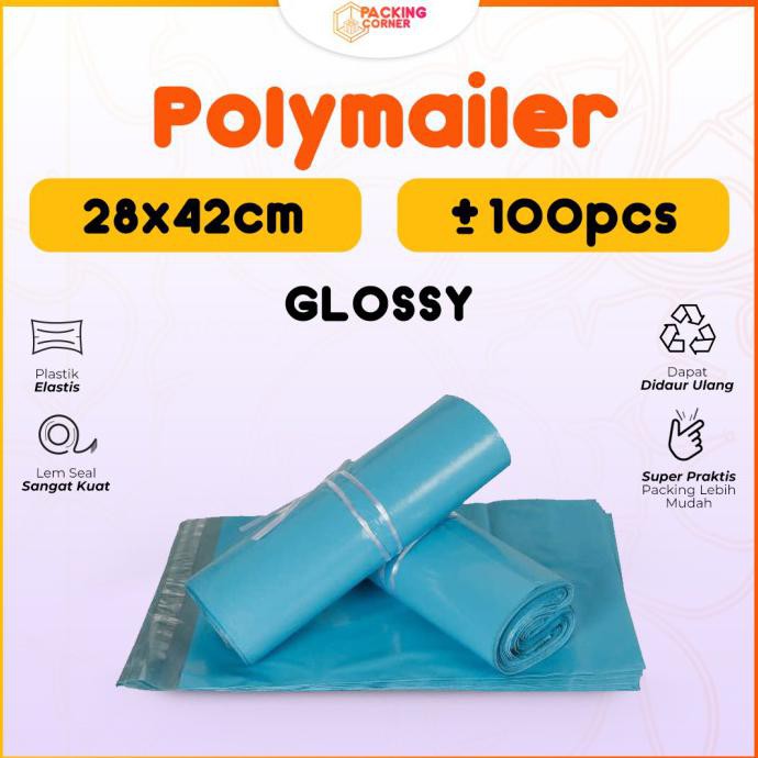 Jual Plastik Packing Polymailer Warna Biru Muda 28x42 100 Pcs Tebal Gloosy Shopee Indonesia 7655