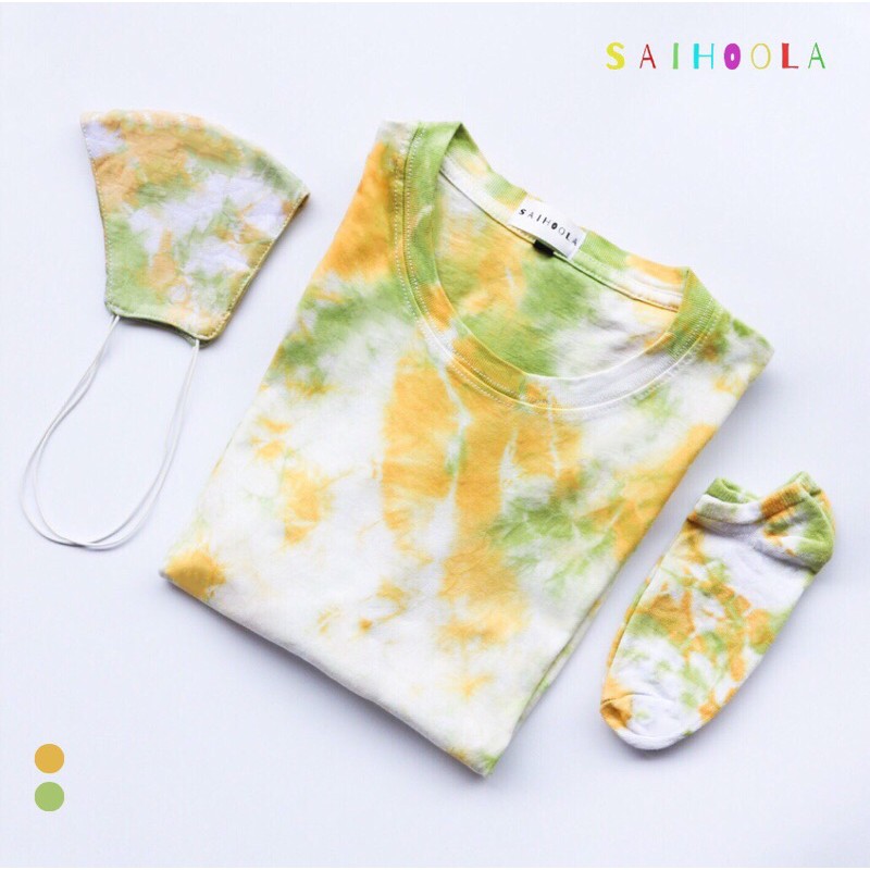 Jual Tie Dye Lengan Panjang Set (KUNING-HIJAU) | Shopee Indonesia