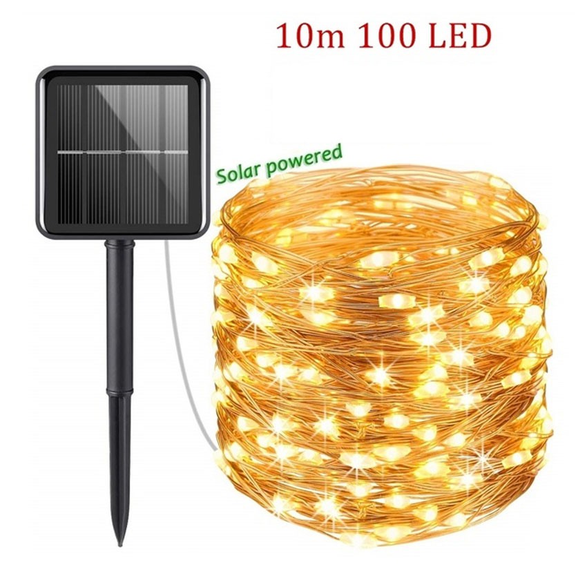 Jual Solar Copper Wire String Light 100 Led 10 M Lampu Natal Kawat