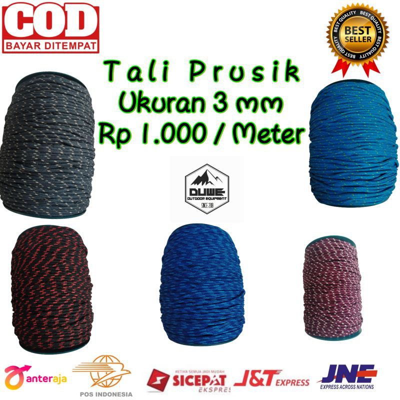 Jual Tali Prusik Meteran 3 Mm Tali Gelang Pria Wanita Tali Masker Tali