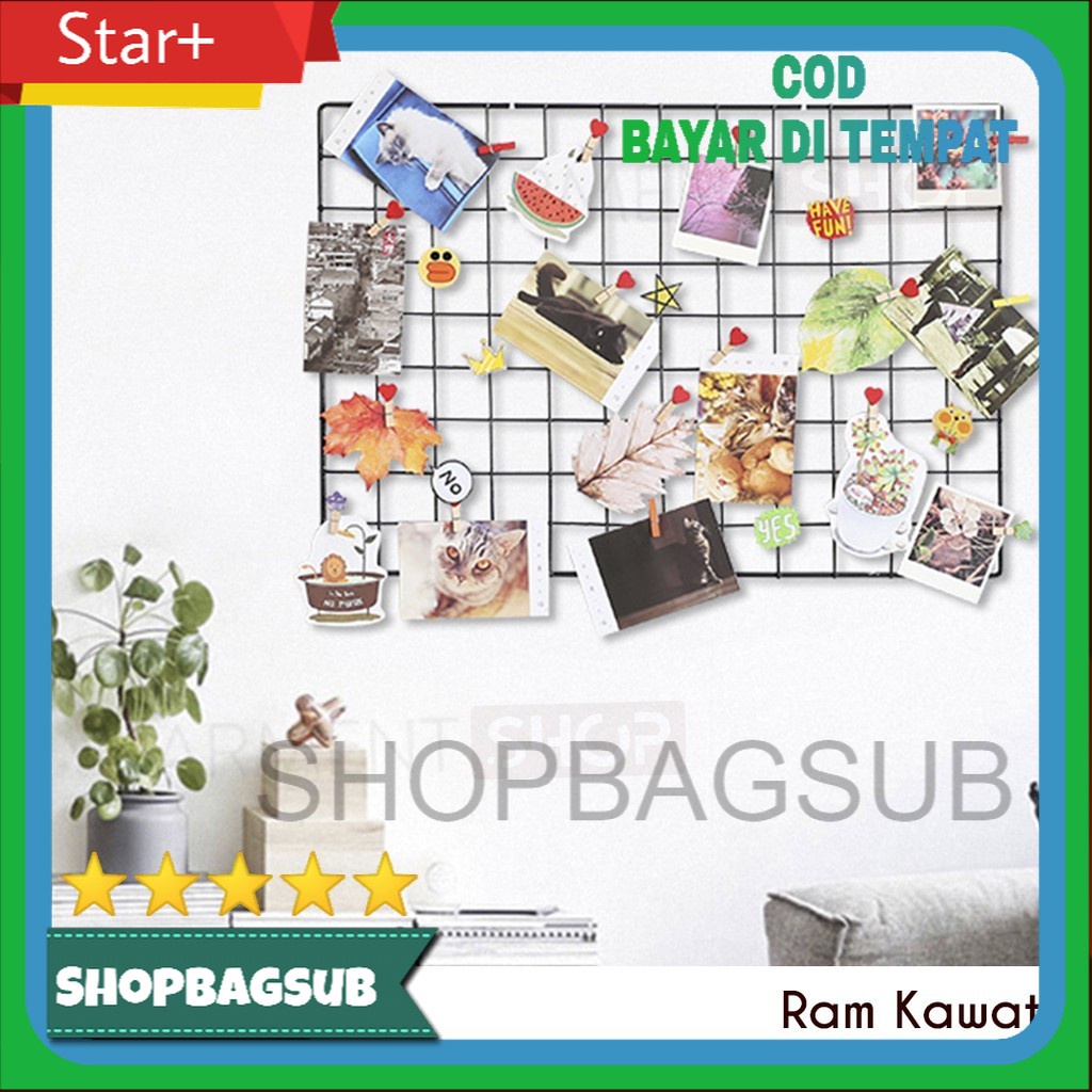 Jual Hiasan Dinding Kamar Wire Grid Mesh Wall Rak Gantung Dinding Besi ...