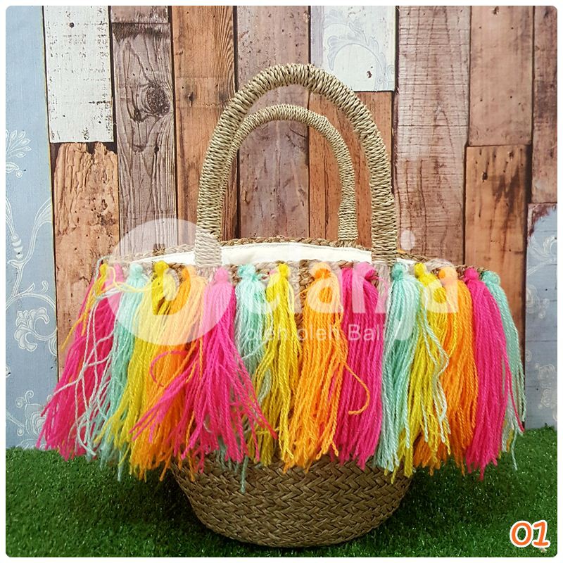 Jual Tas Kepang Tali Rumbai / tas piknik tas anyaman prawedding tas ...