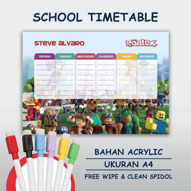 Jual CUSTOM SCHOOL TIMETABLE ACRYLIC (ROSTER SEKOLAH BAHAN AKRILIK ...