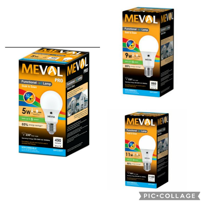 Jual Meval Led Bulb photo Sensor Cahaya Sinar Matahari 5w, 9w, 11w AF1 ...