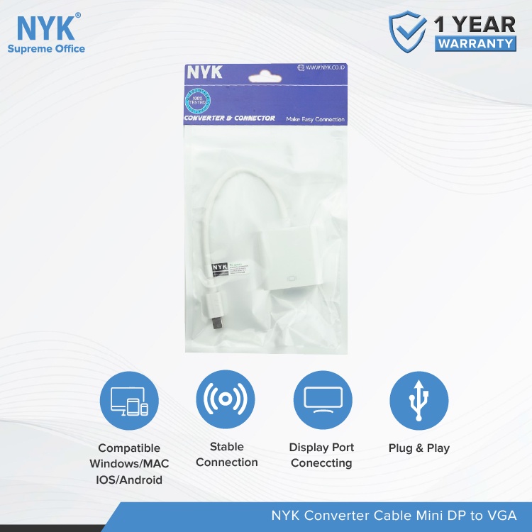 NYK Converter Cable Mini DP to VGA COD (2)