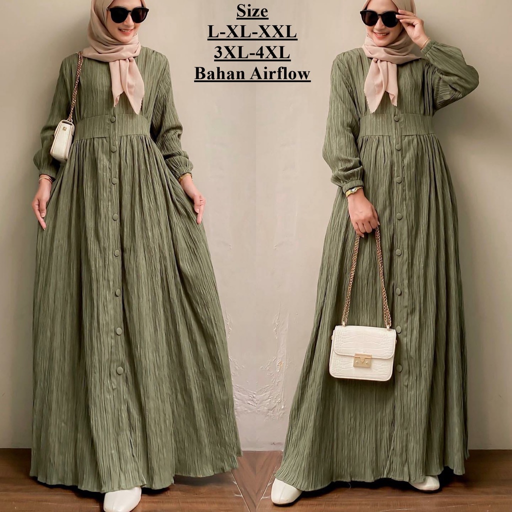 Jual Gamis Terbaru 2024 Lebaran Wanita Elif Dress Big Size Ukuran L XL ...