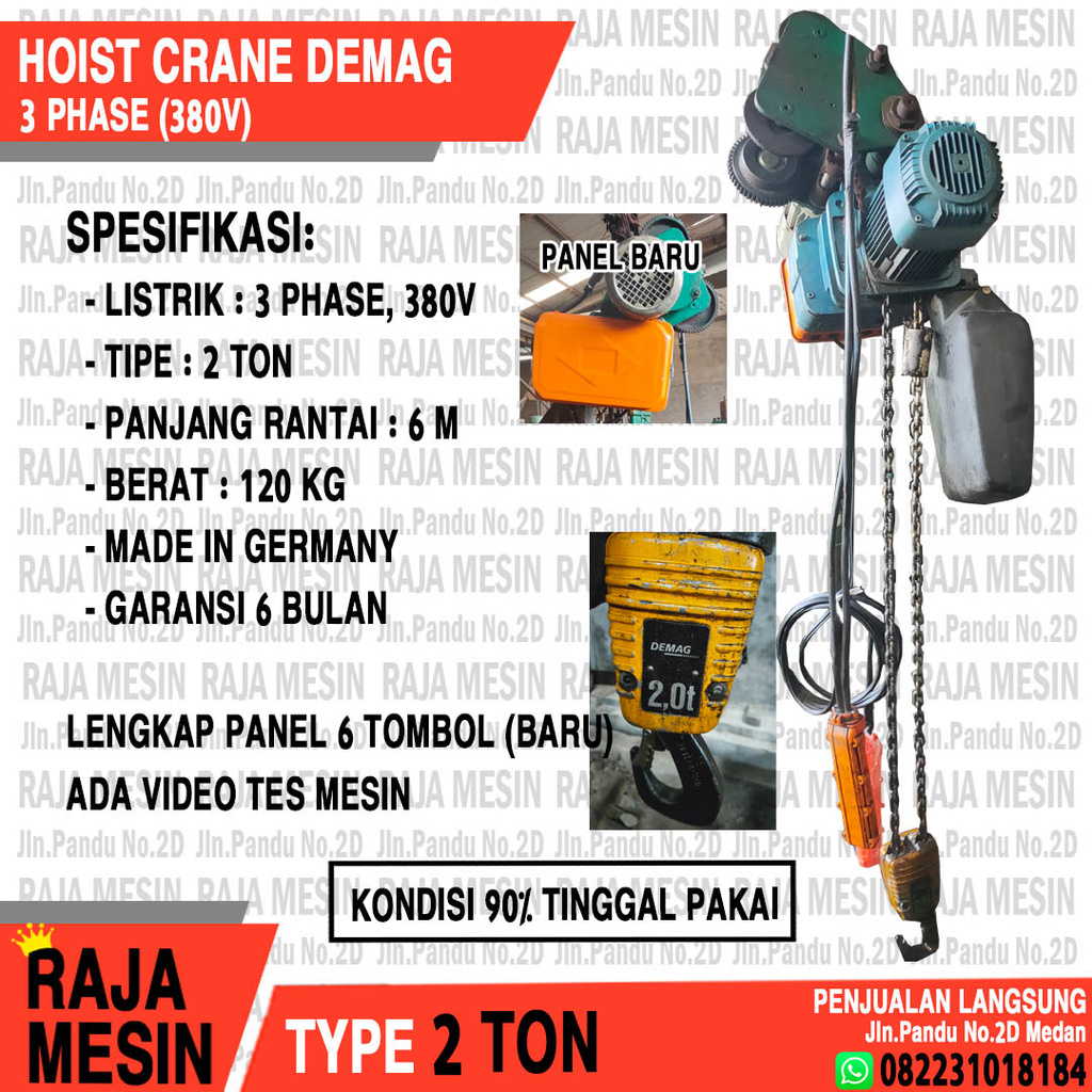 Jual Hoist Crane DEMAG 2 TON (BEKAS) Chain Hoist Listrik Jerman Shopee Indonesia