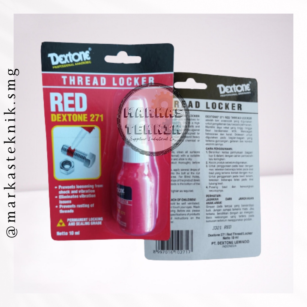 Jual DEXTONE Red Thread Locker 271 Lem Baut Permanent Locking 10ml