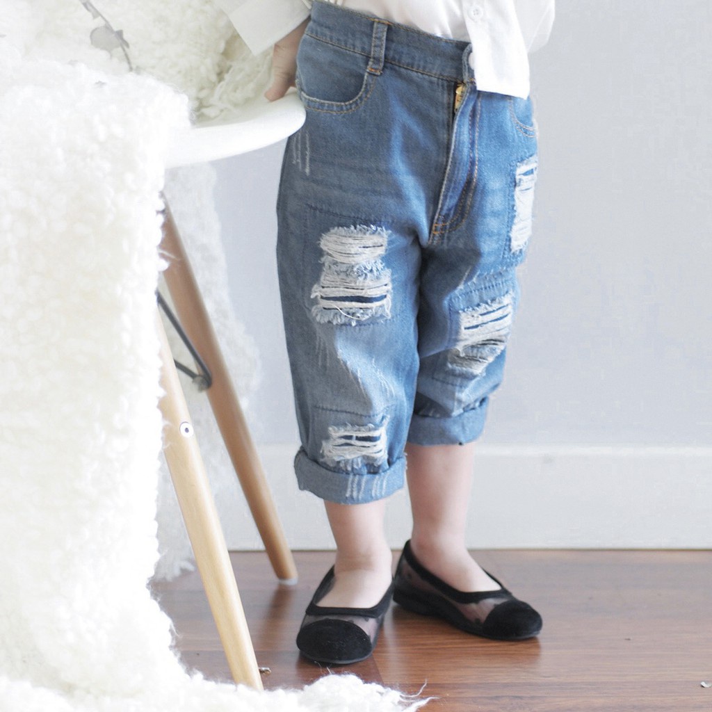 Jual celana jeans sobek anak perempuan / ASH RIPPED JEANS | Shopee