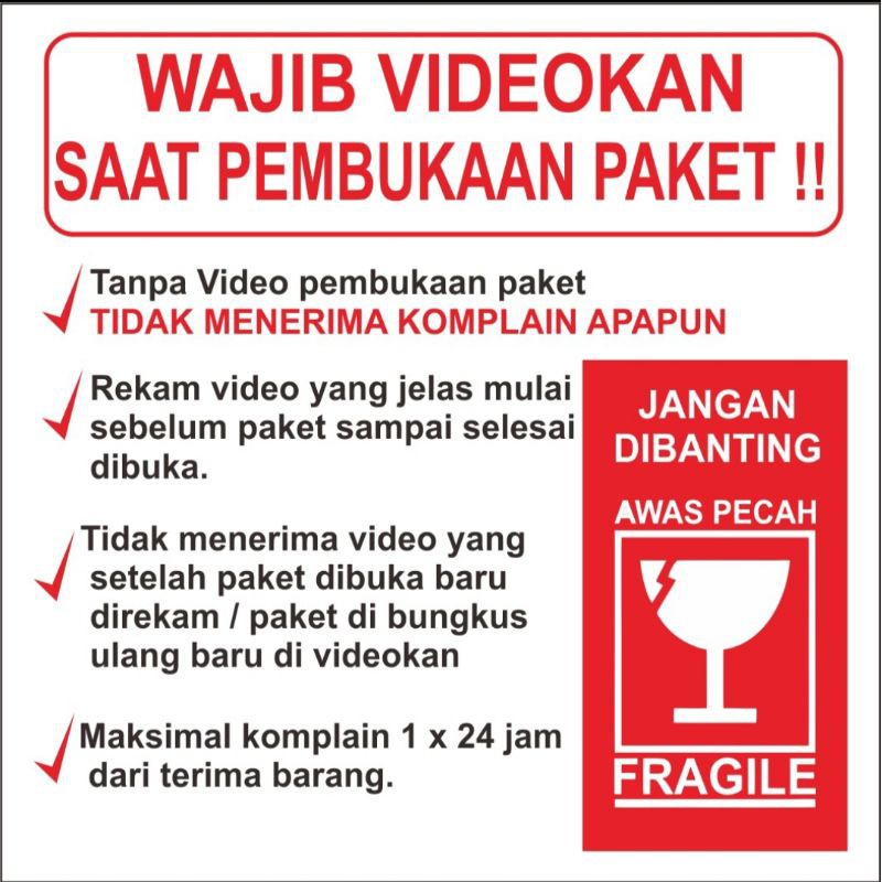 Jual Sticker Video Unboxing Fragile Pecah Belah 100 Lembar Shopee Indonesia 8131