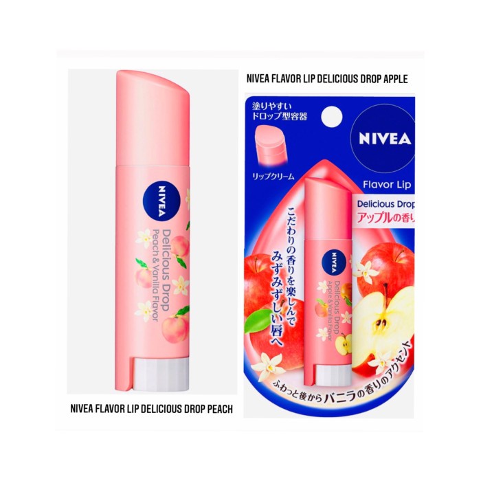 Jual NIVEA FLAVOR DELICIOUS DROP PEACH APPLE LIP BALM ORIGINAL JAPAN