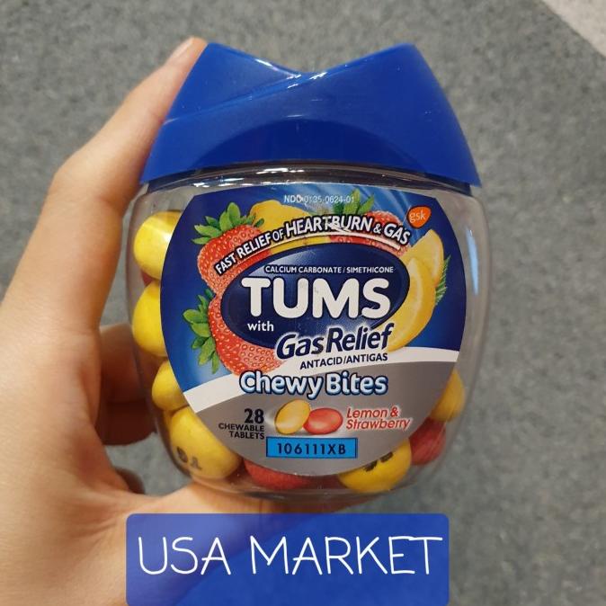 Jual Tums Gas Relief Antacid Antigas Heartburn Kembung 28 Chewy Bites
