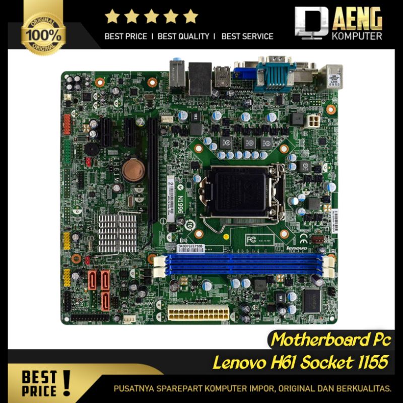 MOTHERBOARD MAINBOARD MOBO INTEL DDR3 BUILT UP LENOVO H61 SOCKET 1155  SUPPORT PROSESSOR SANDY DAN IVY ORIGINAL MURAH