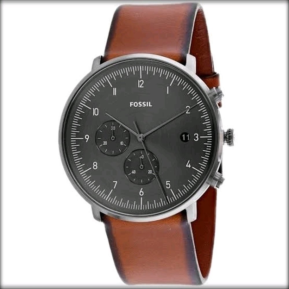 Ready FOSSIL ORIGINAL FS5517 Chase Timer Mens Watch Leather Strap Murah