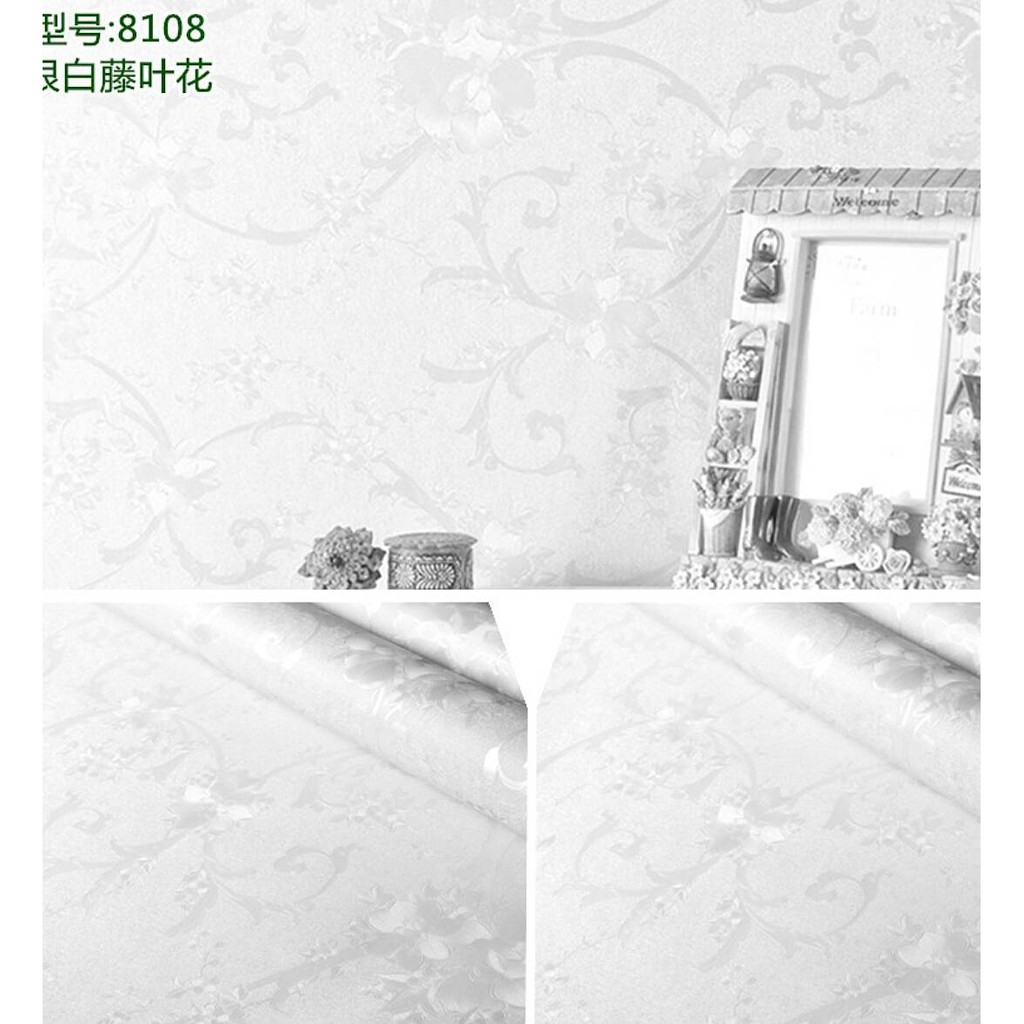 Jual 8108 WALLPAPER STICKER DINDING MURAH, PUTIH POLOS BERCORAK Shopee Indonesia