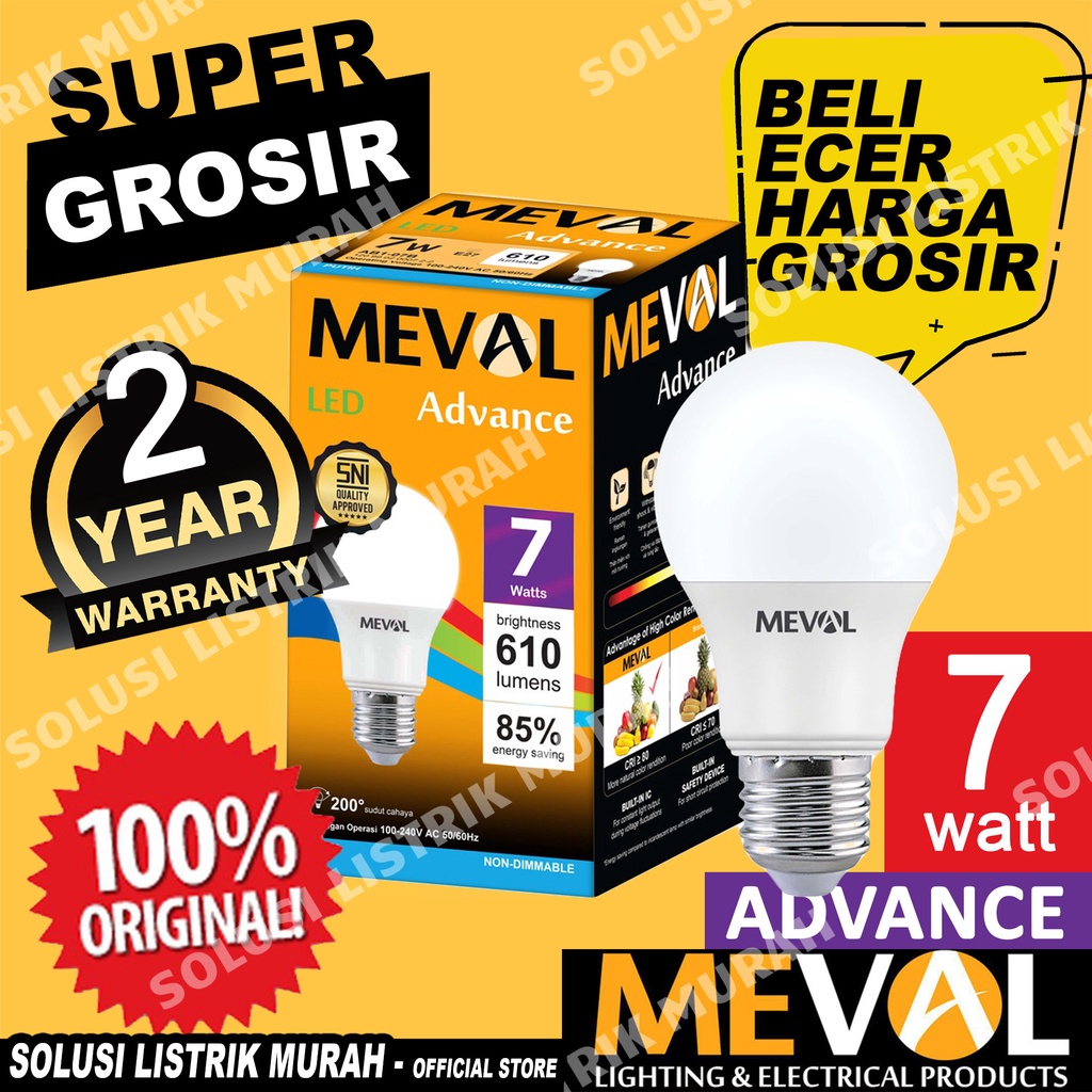 Jual Meval Lampu LED Bulb Advance 7W - Putih | Shopee Indonesia