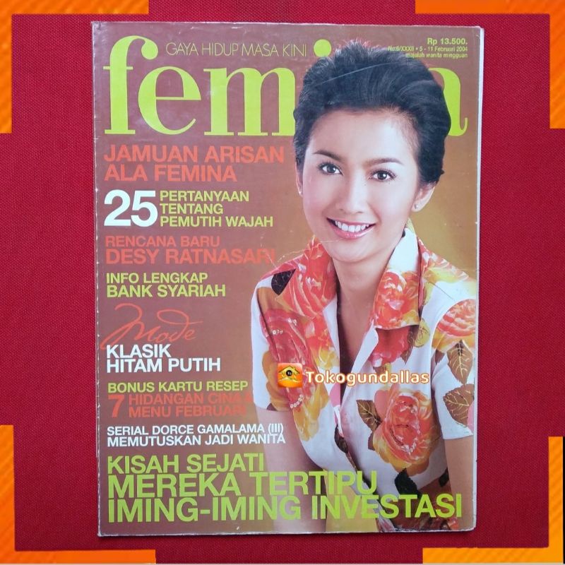 Jual Majalah Femina Tahun 2004 Model Cover Desy Ratnasari Artikel Julia