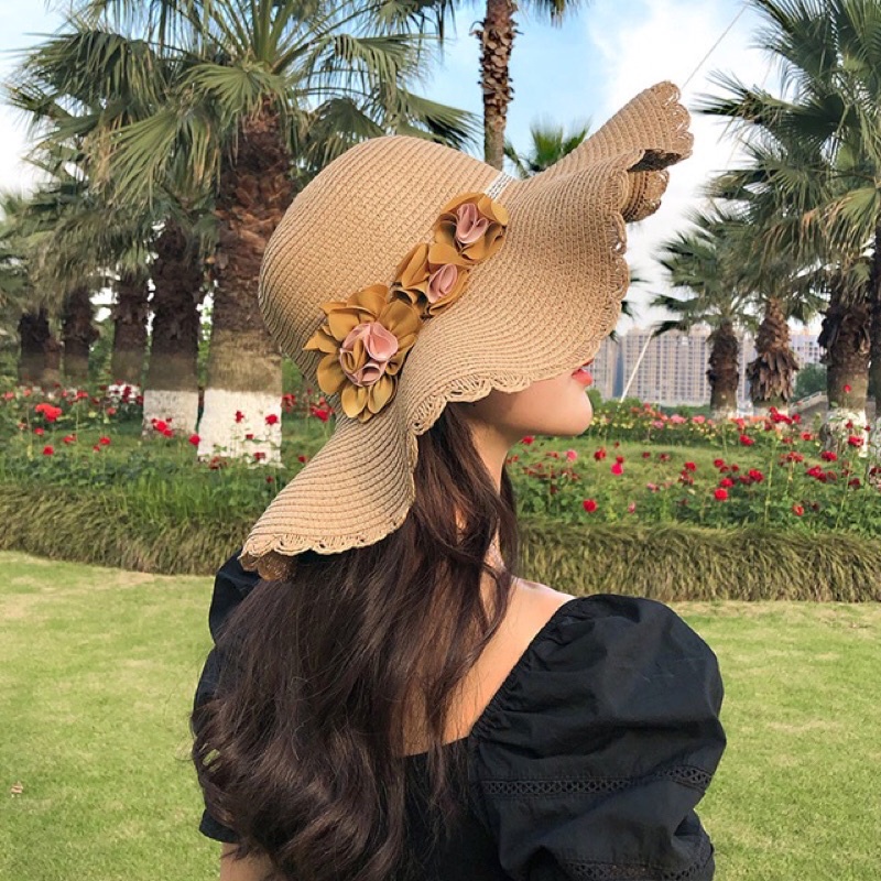 Jual MAYSTAR Topi Pantai wanita Bunga pelindung UV -Summerhat Pantai ...