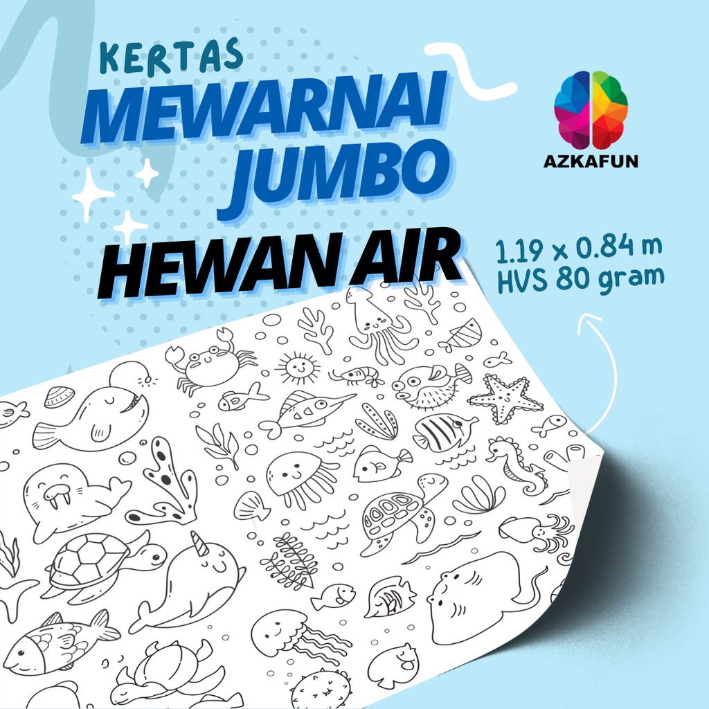 Jual Kertas Mewarnai Jumbo Hewan Di Air - Mewarnai Besar - Giant 