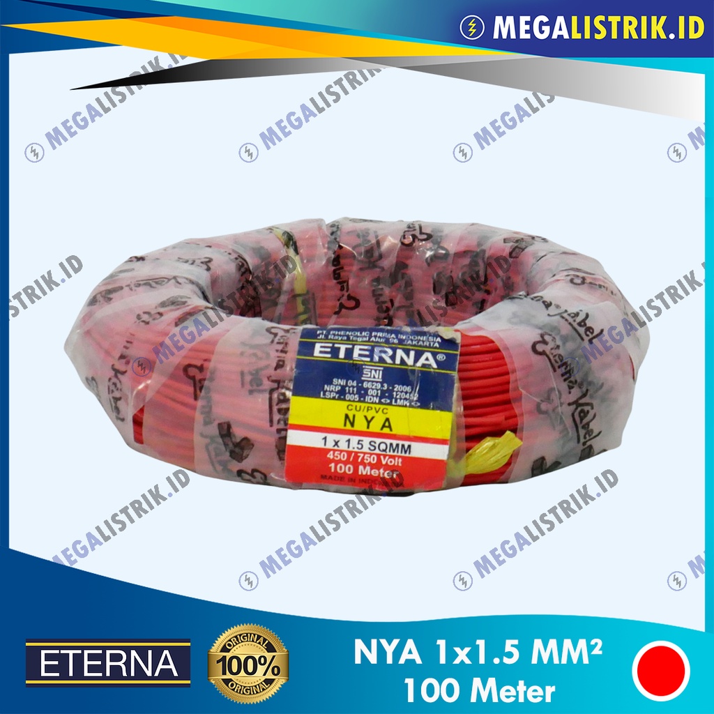 Jual ETERNA NYA 1 X 1.5 MM² ( 100 METER ) / KABEL LISTRIK KAWAT 1.5MM ...