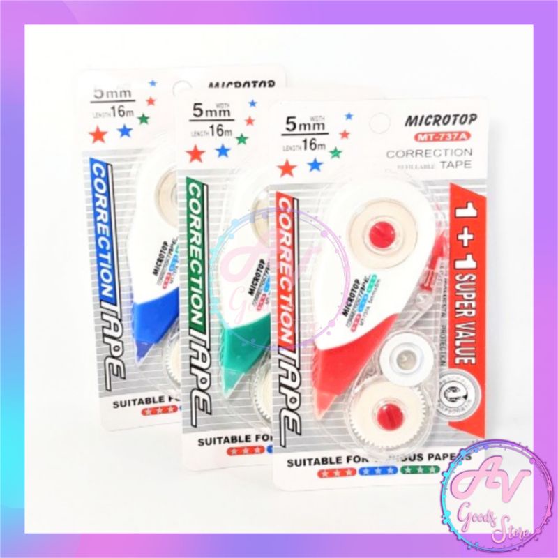 Jual Correction Tape + Refill Microtop MT-737A / Tip Ex Pita Roll + Isi ...