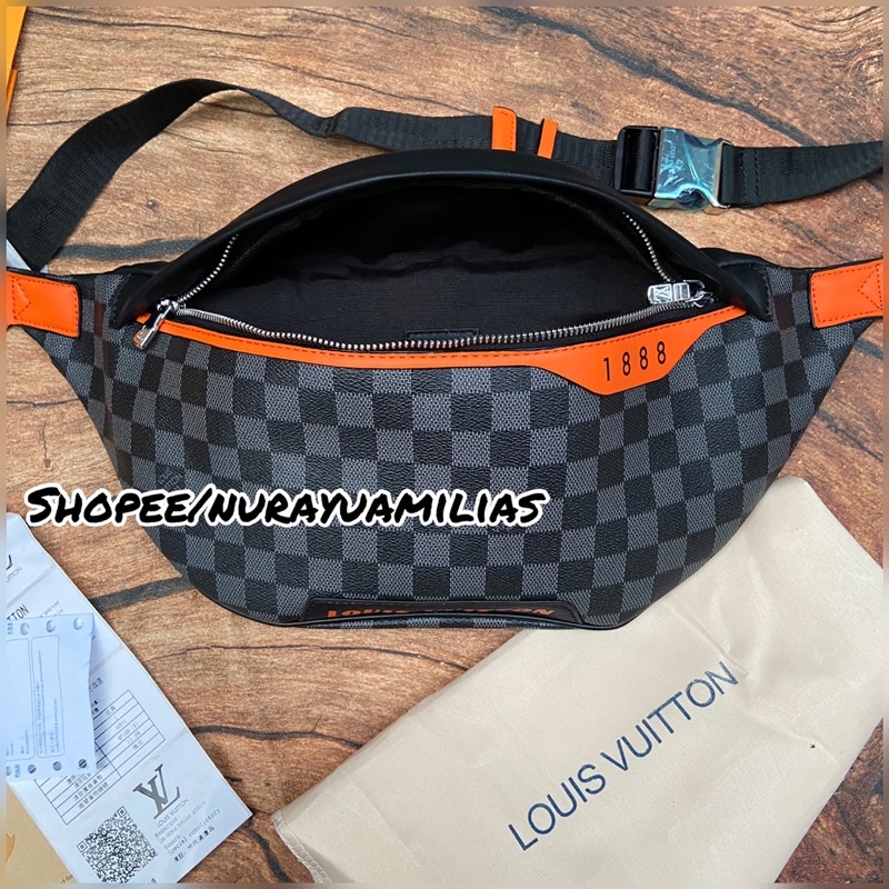 Jual Waistbag LV free Box import Quality waist bag pria & wanita tas  selempang pria LV