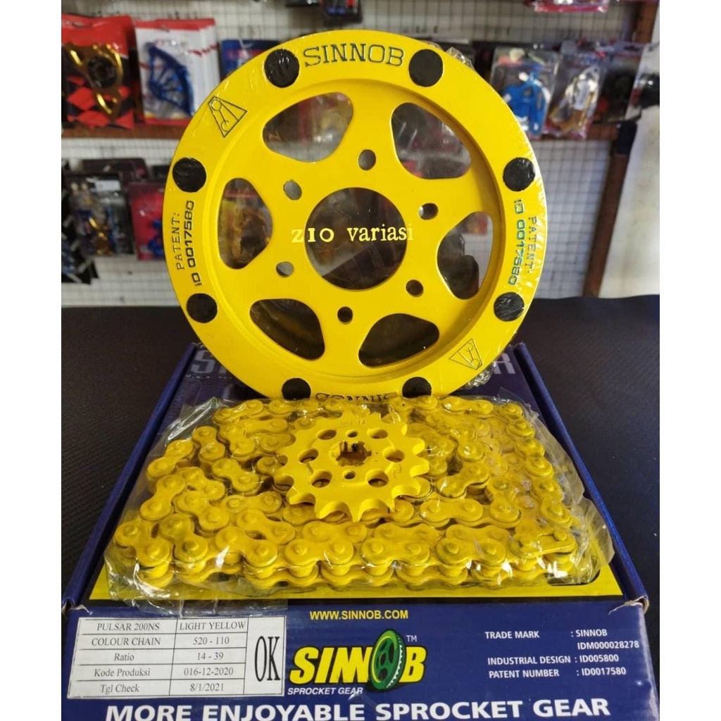 Jual Sinnob Sprocket Gear Paket Depan Belakang Rantai Pulsar 200 NS