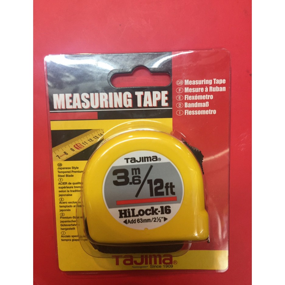 Jual Meteran Tajima Hi Lock 3,6 meter Kuning Measuring Tape Original ...