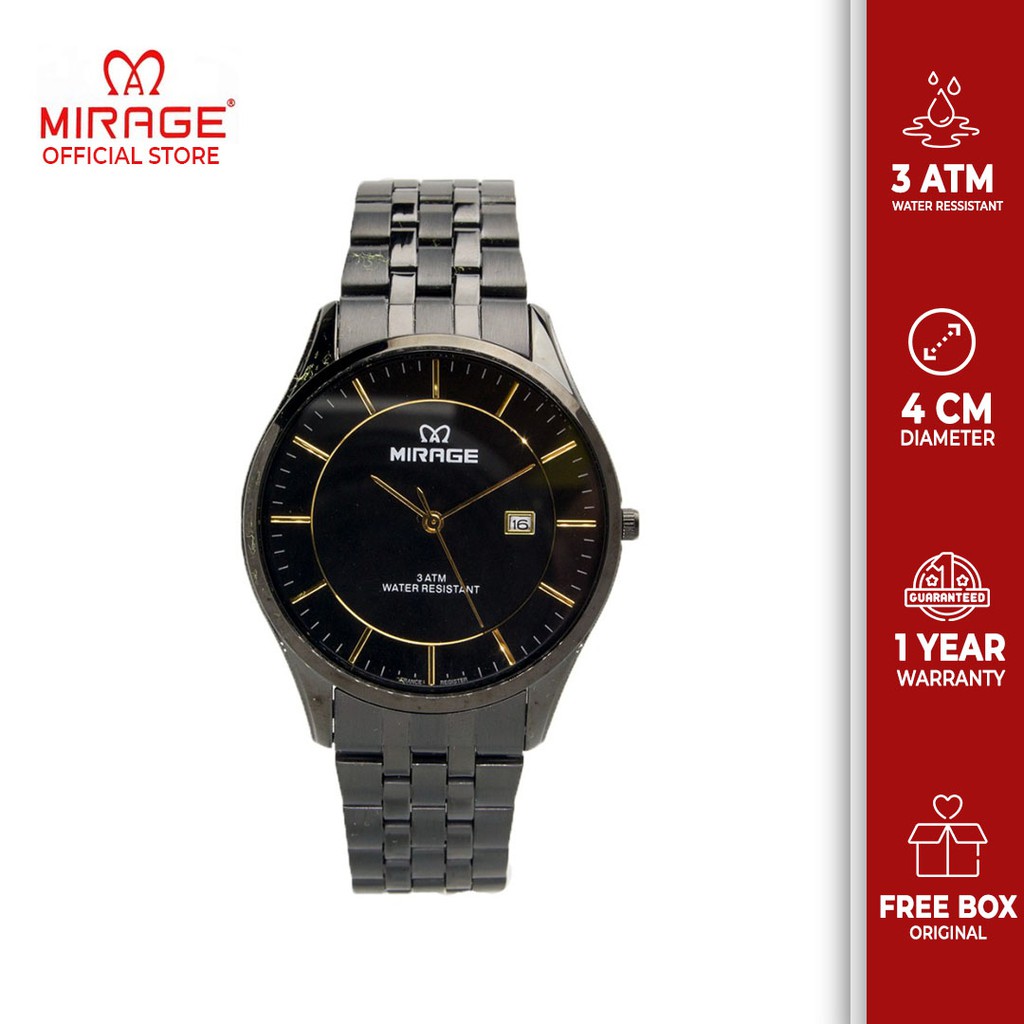 Jual Mirage Analog Original Jam Tangan Pria Kasual Klasik Hitam