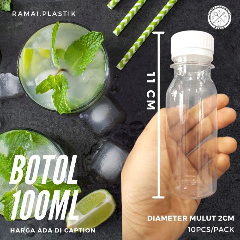 Jual Botol plastik bening uk 100ml isi 10pcs/ pack | Shopee Indonesia