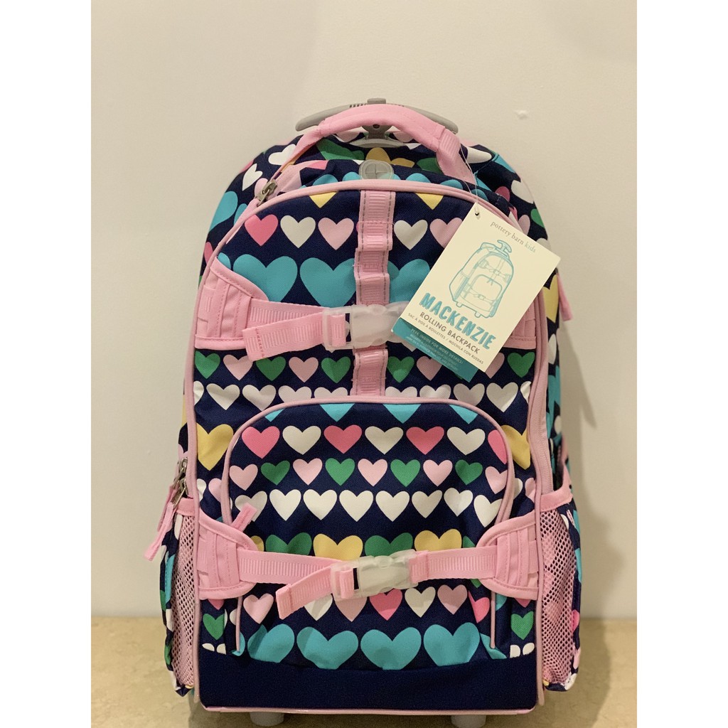 Jual Pottery Barn Mackenzie multi heart rolling backpack 18 inch