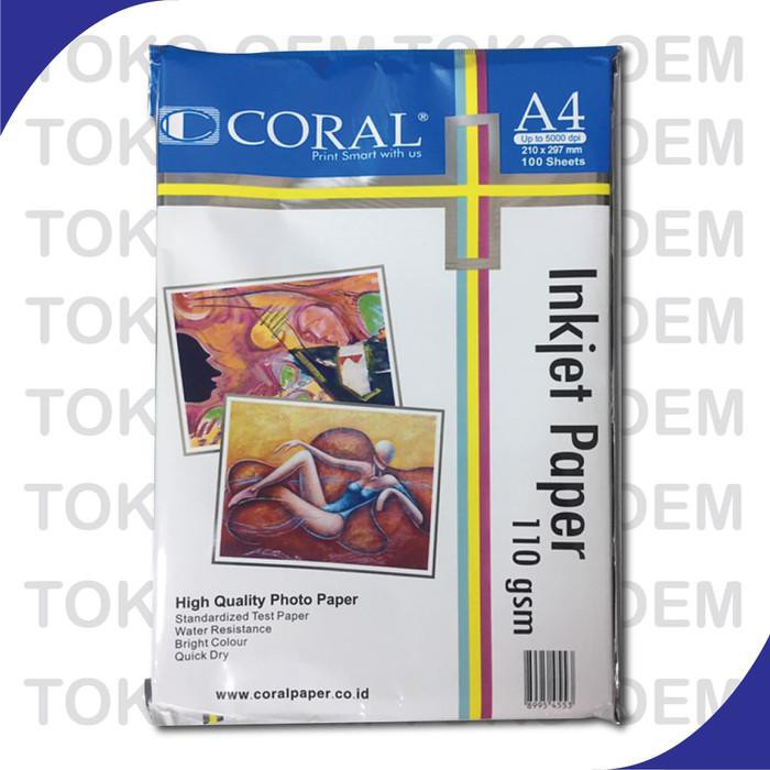 Jual Kertas / Coral Inkjet Paper A4-110 Gr (Pack=100 Sheet) | Shopee ...