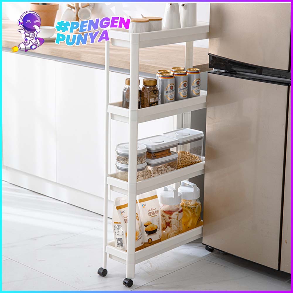 Jual Rak Lemari Plastik Aesthetic Slim Dengan Roda / Rak Troli / Rak ...
