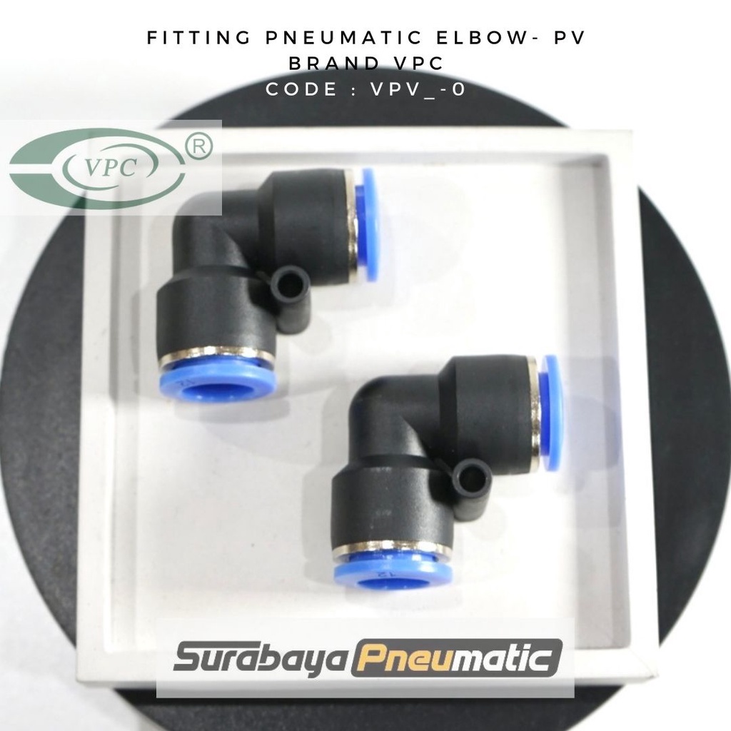 Jual VPC China - VPV08-00 (OD 8mm) - Fitting Elbow Selang Pneumatic PV ...
