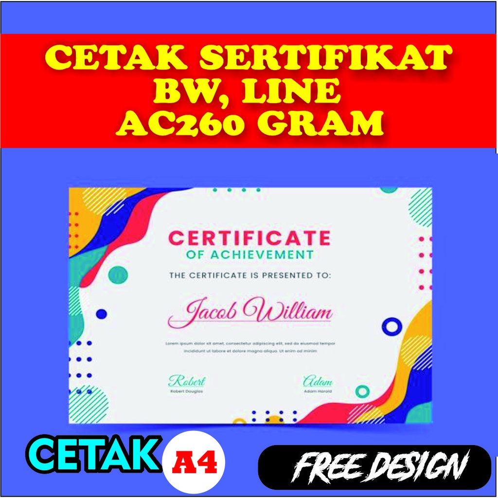 Jual Sertifikat Piagam Penghargaan Custom Murah / Cetak Sertifikat ...