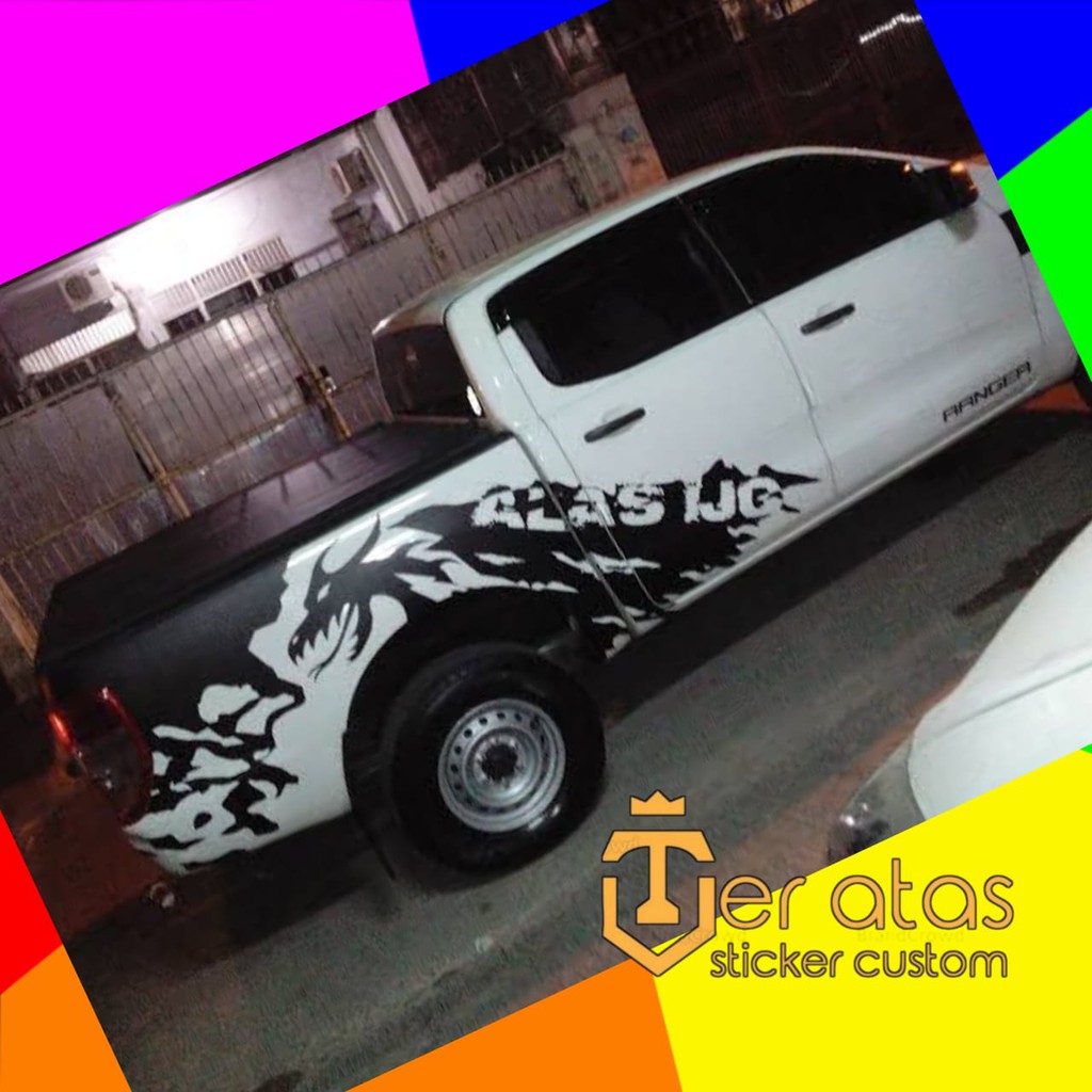 Jual sticker cuting mobil ford ranger putih, motif dragon | Shopee ...