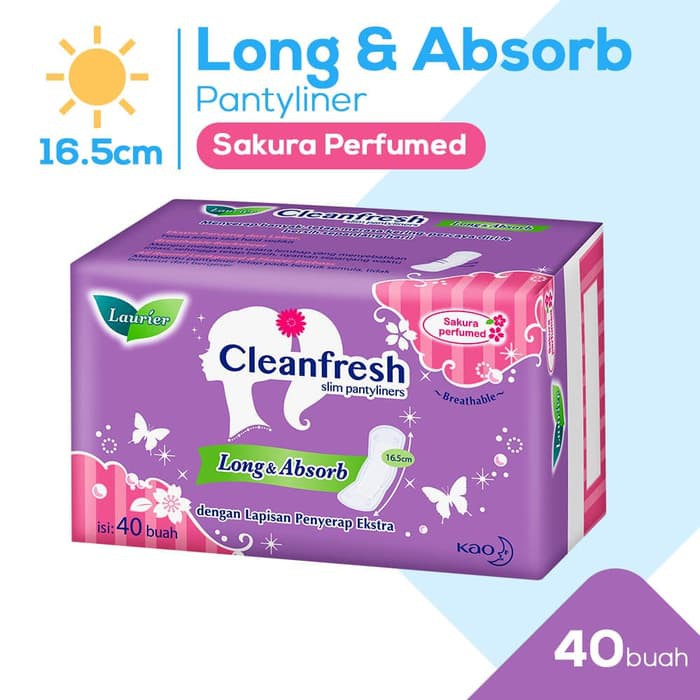 Jual LAURIER Panty Liner Cleanfresh Long & Absorb 40S Perfume Shopee Indonesia