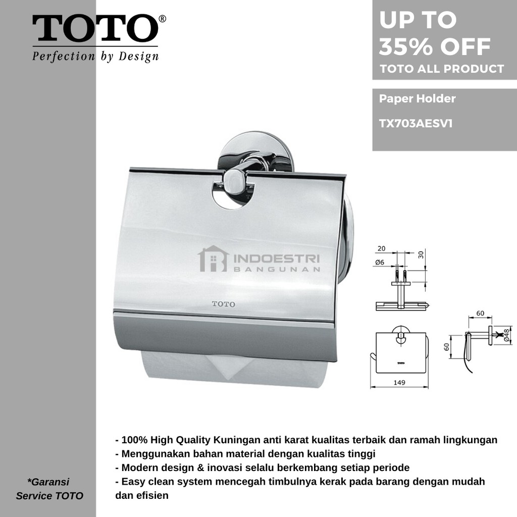 Jual Tempat Tissue TOTO TX703AESV1 / Paper Holder TOTO TX703AESV1