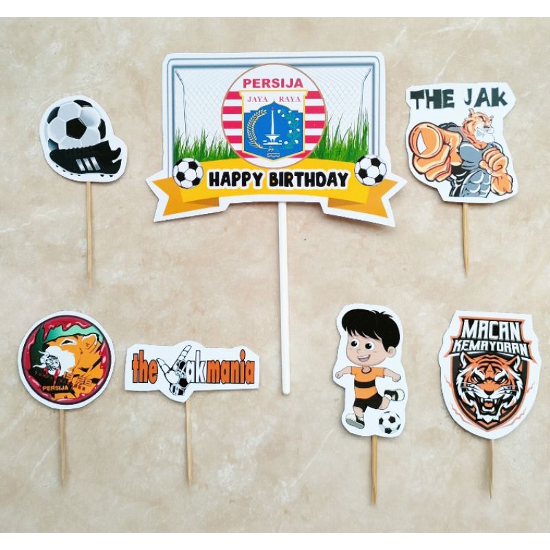 Jual isi 7 hiasan kue ulang tahun cake topper karakter Persija Jakarta