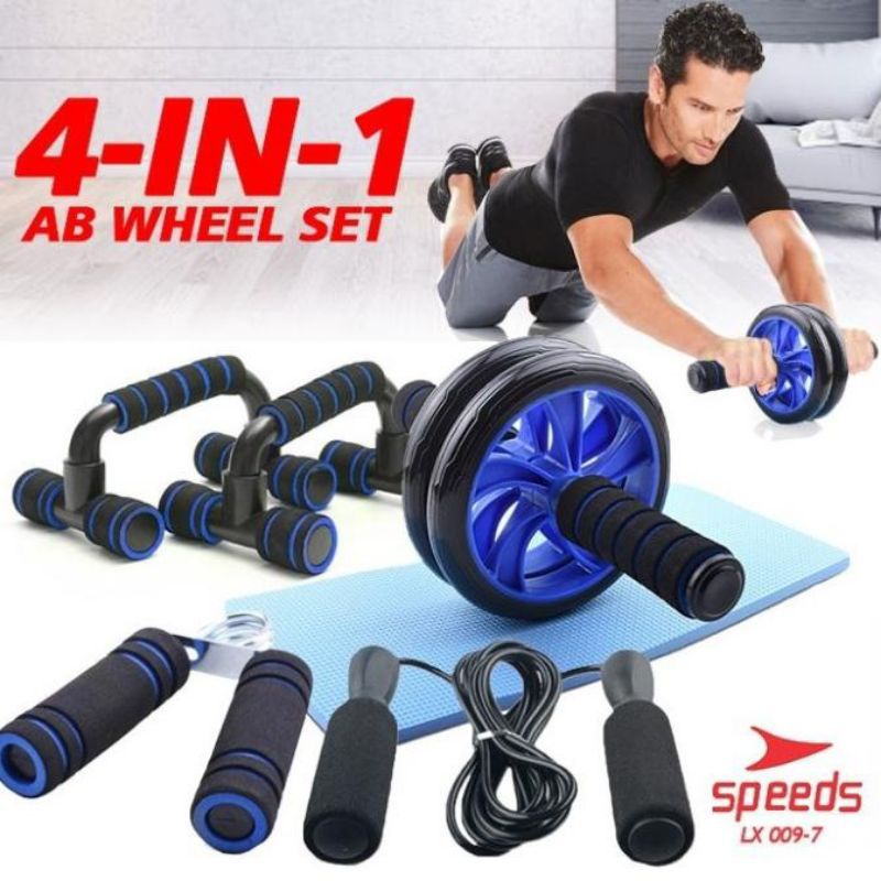 Jual ab wheel set ab wheel alat fitnes portable ab roller LX 009-7 ...