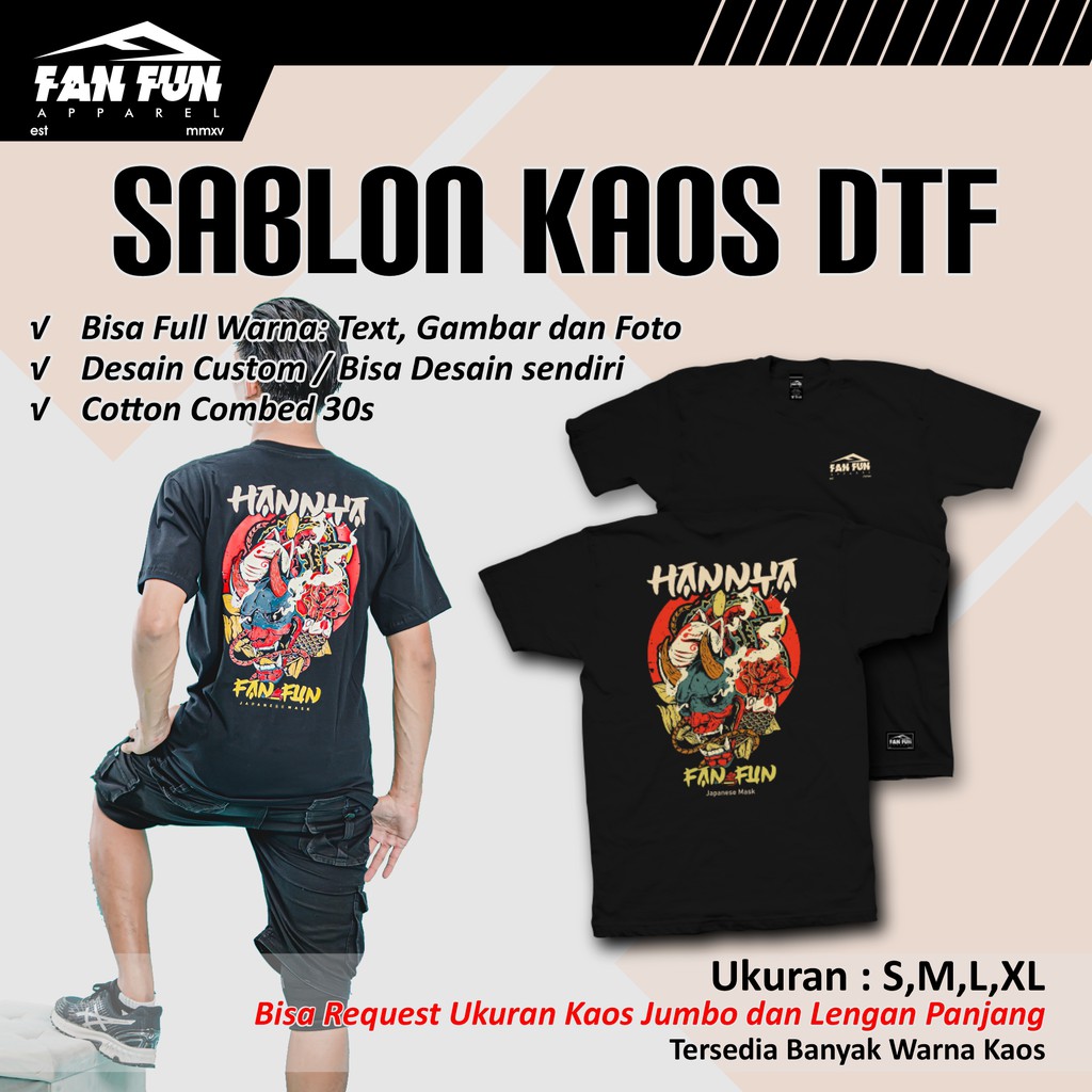 Jual Kaos Sablon DTF Custom Satuan Full Warna - LENGAN PENDEK 30S ...