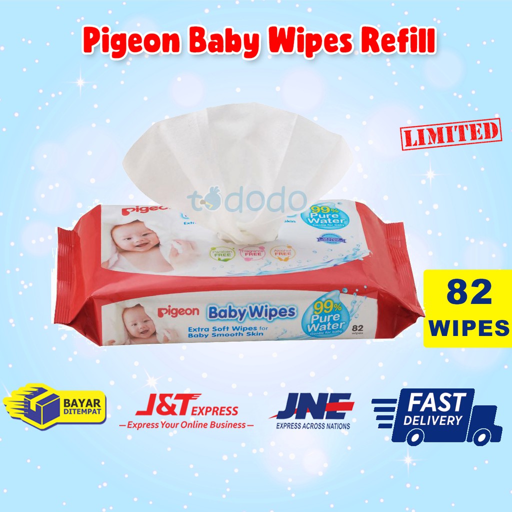 Jual Pigeon Baby Wipes Pure Water 82 Sheets Refill Tissue Basah Bayi