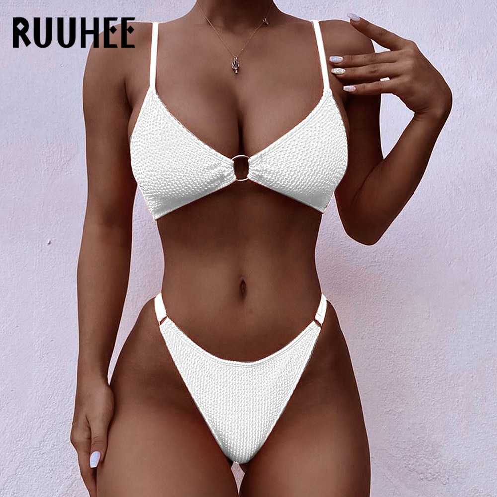 Jual Preorder Ruuhee Sexy Bikini 2022 Women Swimsuit Push Up Sexy Bikini Low Waist Solid Bathing 0227