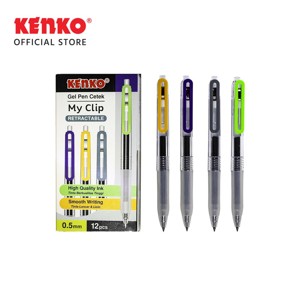 Jual KENKO GEL PEN / Pulpen Jel / Pen Jel Cetek MY CLIP RETRACTABLE BLACK Shopee Indonesia